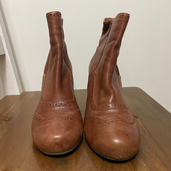 Miz Mooz Tallys 100% leather tan high heel ankle booties boho chic size 8 - Picture 6 of 11